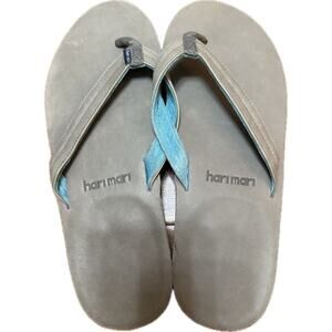 Hari Mari Women's Size 11 Lakes Flip Flops, Dark Gray/Mint